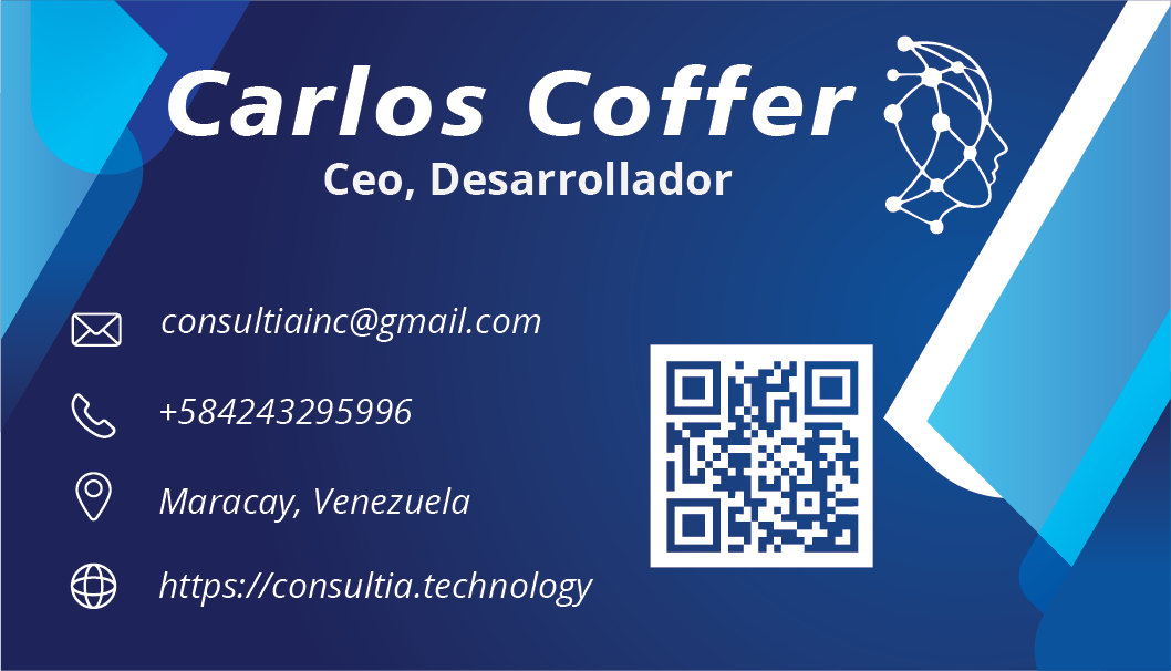 Carlos Coffer — CEO, Desarrollador — consultiainc@gmail.com · +58 424 3295996 · Maracay, Venezuela