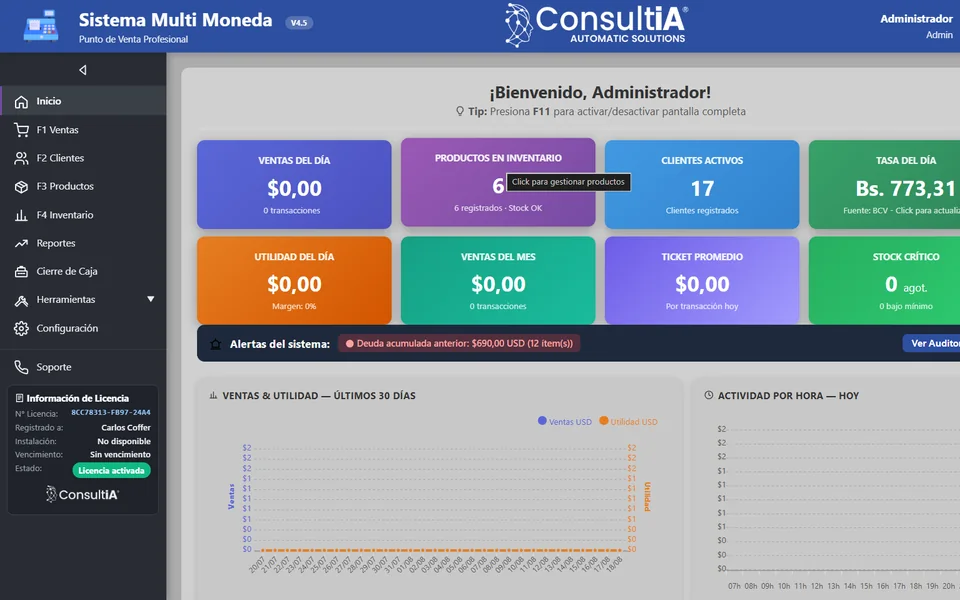 Sistema Multimoneda — punto de venta profesional de ConsultIA